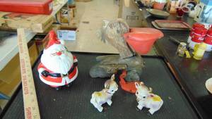 lot 10245 image: Santa - old wood pelican - cows