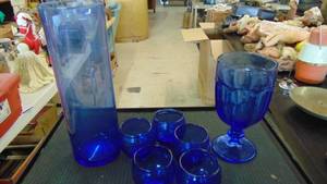 lot 10251 image: blue glassware and vase