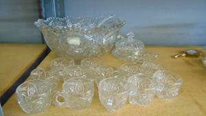 lot 10296 image: large glass punch bowl set