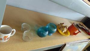 lot 10320 image: candy dishes - tea kettle - flatware - lid remover