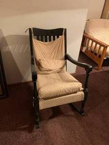 lot 1474 image: Antique Oak Black Painted Rocking Chair