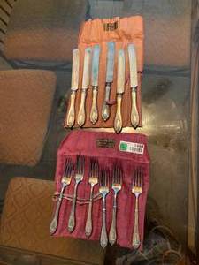 lot 1498 image: 1847 Roger Bros Silverware Lot, ForksKnifes