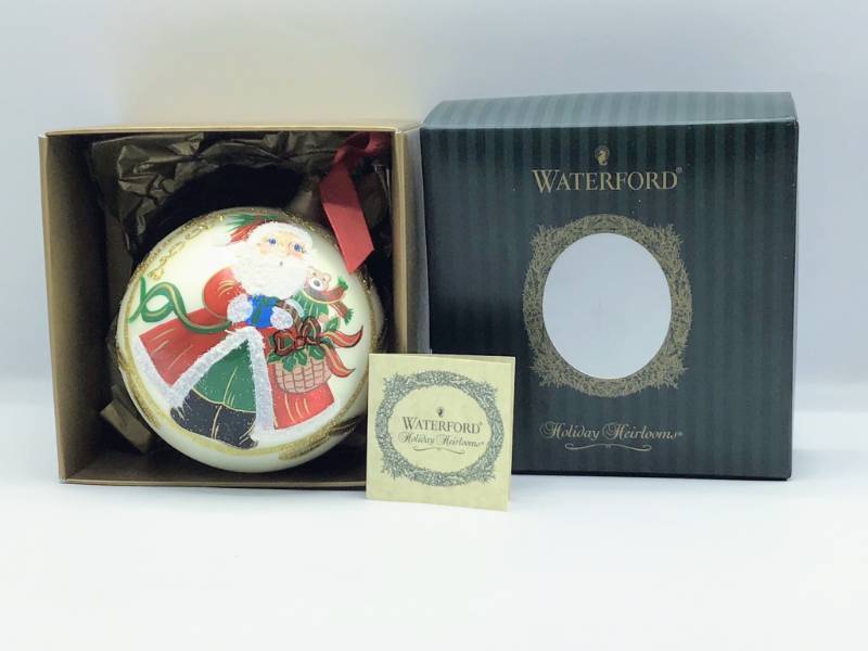 lot 1001 image: Waterford Holiday Heirlooms Annual Santa Ball Ornament 121597 in original box