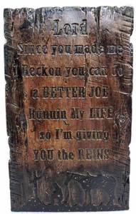 lot 131 image: Lord Take the Reins Cowboy Wall Hanging Plaque (12.5 x 7.5)