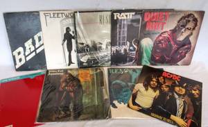 lot 5409 image: 9 Vintage Albums  Bad Company, RUSH, Fleetwood Mac, RATT, Quite Riot, Dire Straits, REM, ACDC, & Jethro Tull