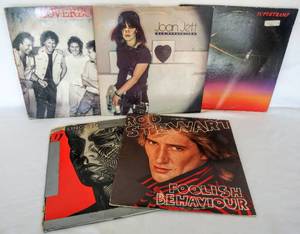 lot 5428 image: 5 Vintage Albums from the 1980s  Loverboy, Joan Jet Bad Reputation, Rolling Stones Tatoo You, Rod Stewart & Supertramp