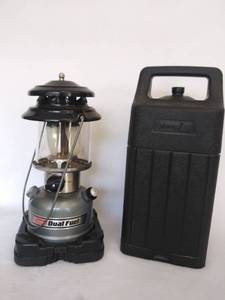 lot 5454 image: Black Coleman Dual Fuel Lantern - 2 Mantles with Original Carrying Case
