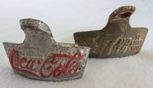 lot 5466 image: Old Advertising  Metal Coca-Cola & 7 Up Bottle Openers