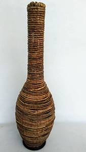 lot 5468 image: Gorgeous 28 RatanWicker () Floor Vase with Metal Base