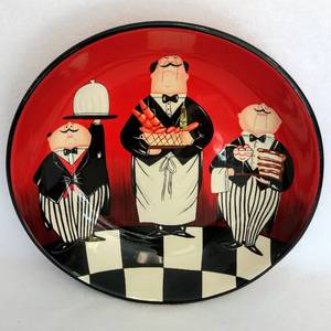 lot 5511 image: Dinner is Served Waiters by Chef Tracey Flickinger  Large Serving Bowl  Vibrant Colors