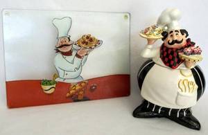 lot 5512 image: American Atelier Boun Appetito Ceramic Cookie Jar  Premium High Quality Stoneware  Plus Bonus Cutting Board