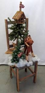 lot 5523 image: 36 Tall X-Mas Decorated Vintage Chair  Too Cute