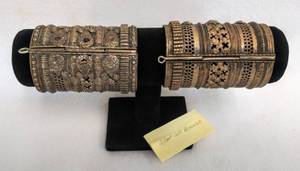 lot 5531 image: Unique 3.5 Pashtun Ethnic Antique Silver () Cuff Bracelets Afghanistan or Pakistan  12.70 oz.