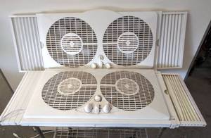 lot 5543 image: 2 Twin Window Fan wManually Reversible Airflow Control. Twin Window Fan & Adjustable Thermostat  Both Tested & Working