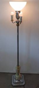 lot 5544 image: Ornate Vintage 5 ft Tall Floor Lamp 5 Different Bulbs, 7 Lighting Options (Crack on Base)