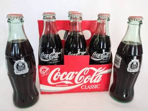lot 7007 image: 6 Pk of 8 oz Coca-Cola Full Bottles Commemorating The AFL-AFC Texans Chiefs for 35 Yrs  Rare