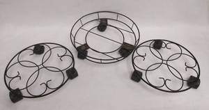 lot 7020 image: 3 Rolling Pot Holders for Potted Plants