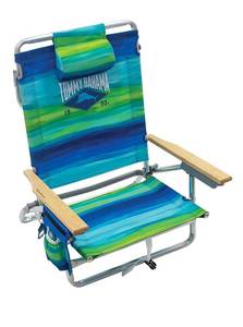 lot 2136 image: Tommy Bahama 5-position Classic Lay Flat Folding Backpack Beach Chair,red White & Blue Stripe