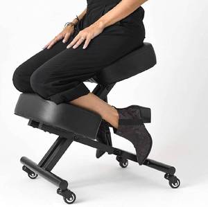 lot 2145 image: SLEEKFORM Kneeling Chair - Height Adjustable for Office & Home, Ergonomic Posture Corrective Seat, Knee Stool for Bad Back Support, Neck Pain & Spine Relief (1 Wheel Needs Repaired)