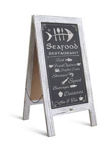 lot 2149 image: HBCY Creations Rustic Vintage Wooden Whitewashed Magnetic A-Frame ChalkboardSidewalk Chalkboard Sign - 40 x 20  Still in the Plastic