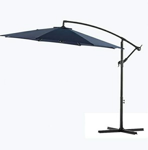 lot 4635 image: Bluu 10ft Patio Offset Cantilever Umbrella Hanging Market Outdoor with Crank (Navy Blue)