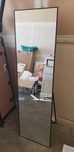 lot 4646 image: Honyee Full Length Mirror, Floor Mirror Dressing Mirror with Standing Holder Wall Mounted Mirror Framed Mirror for CloakroomBedroomLiving Room(63x 18, Black)