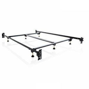 lot 4651 image: MALOUF Structures STEELOCK Hook-in Headboard-Footboard Heavy Duty Steel Frame-Metal Bed Rails, Twin XL