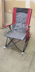 lot 4658 image: PORTAL Oversized Quad Folding Padded Camping Chair High Back Hard Armrest Storage Pockets Carry Bag Included, Support 300 lbs, Red