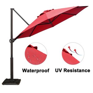 lot 4666 image: Abba Patio Offset Cantilever Umbrella 11-Feet Outdoor Patio Hanging Umbrella with Cross Base