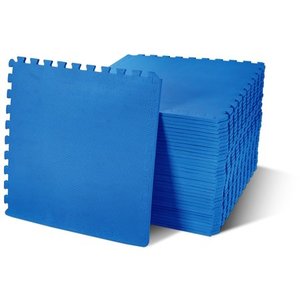 lot 4694 image: BalanceFrom Puzzle Exercise Mat with EVA Foam Interlocking Tiles, Blue, 144 sq. ft.(Pack of 36)