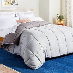 lot 4707 image: Linenspa All-Season Reversible Down Alternative Quilted Comforter - Hypoallergenic - Plush Microfiber Fill - Machine Washable - Duvet Insert or Stand-Alone Comforter - StoneCharcoal - Oversized King