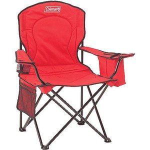 lot 4713 image: Coleman Oversized Quad Folding Camp Chair with Cooler Pouch, Red