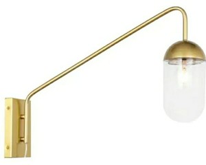 lot 4717 image: Casey 1-Light Brass Wall Sconce - White
