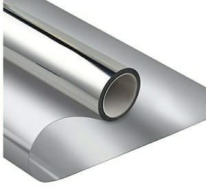 lot 4727 image: Window Film One Way Mirror Film Daytime Privacy Static Non-Adhesive Decorative Heat Control Anti UV Window Tint for Home and Office, Silver 35.4 x 78.7