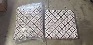 lot 4751 image: Deep Seat Patio Seat And Back Cushion- Black Geometric. Seat Cushion Is 25in X 25in. Back Is 2ft X 2ft