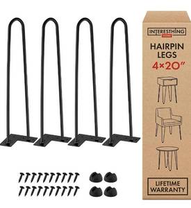 lot 2151 image: 20 Inch Heavy Duty Metal Coffee Table Legs with Screws and Hairpin Leg Protector Included - 4 Piece Set - Pre-Drilled Holes for Easy Installation