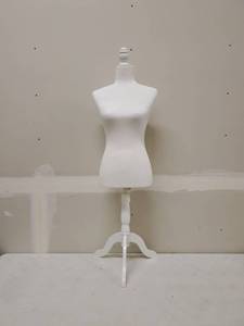 lot 4846 image: BONNLO White Velvet Dress Form, 5 Ft. Tall Adjutable up to 66 In.