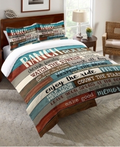lot 4852 image: Laural Home Southwest Ranch Rules King Comforter Bedding