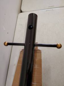 lot 4869 image: Westinghouse Outdoor Lighting Fixture Pole 86 Height x 3in. Width Black W 2 Gold Balls