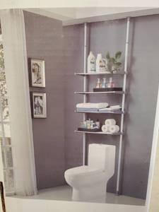 lot 4872 image: ALLZONE Over The Toilet Shelf White 4Tier 20-30 Wide x 67-118 Heigth