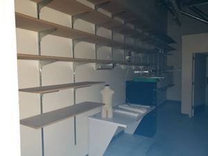 lot 6012 image: Lot of wall shelving, file cabinet, manequins