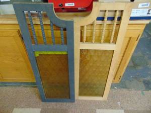 lot 2993 image: Pair of Vintage Salloon Doors - with Glass Inserts