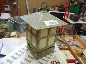 lot 3005 image: Metal Light Shade with Glass Inserts