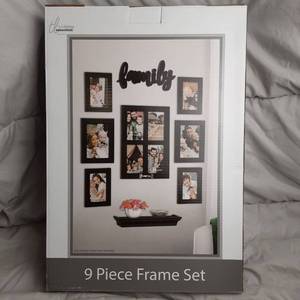 lot 154 image: Family Photo Frame Set 9 Pieces True Living Essentials Wall Decor Black