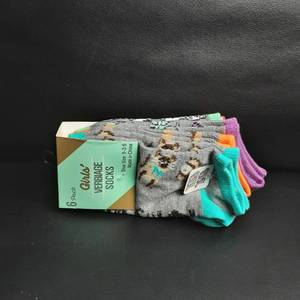 lot 259 image: (js) 6pk Girls Verbiage Socks Free Us Shipping