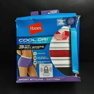 lot 279 image: Hanes Cool Dri Womans Tagless Boy Briefs Size 7 Large (3-pack)