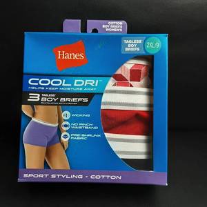 lot 285 image: Hanes Cool Dri Womans Tagless Boy Briefs Size 9 2xl (3-pack)