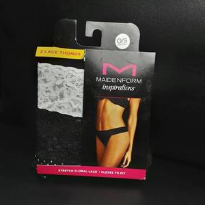 lot 345 image: Maidenform Inspirations 2 Pk Lace Thongs Os Black And Tan