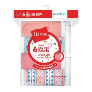 lot 366 image: Hanes Girls Breathable Cotton Low Rise Briefs 6-Pack, 12, Assorted
