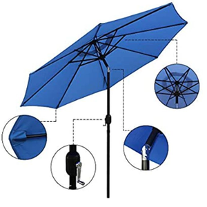 lot 5039 image: Abble 9 ft Crank & tilt patio umbrella - blue